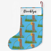 Cute prairie dog sniffing flower cartoon kleine kerstsok (Achterkant)