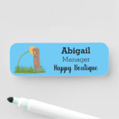 Cute prairie dog sniffing flower cartoon naamplaatje (In situ)