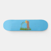 Cute prairie dog sniffing flower cartoon persoonlijk skateboard (Horizontaal)
