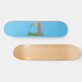 Cute prairie dog sniffing flower cartoon persoonlijk skateboard (Horizontaal)