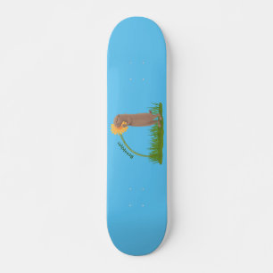Cute prairie dog sniffing flower cartoon persoonlijk skateboard