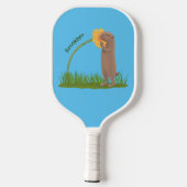 Cute prairie dog sniffing flower cartoon pickleball paddle (Achterkant)
