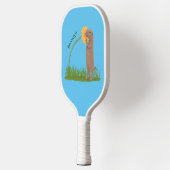 Cute prairie dog sniffing flower cartoon pickleball paddle (Links)