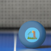 Cute prairie dog sniffing flower cartoon pingpongbal (Net)