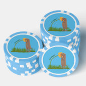 Cute prairie dog sniffing flower cartoon poker chips (Opstapeling)