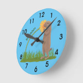 Cute prairie dog sniffing flower cartoon ronde klok (Hoek)