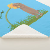 Cute prairie dog sniffing flower cartoon sherpa deken (3/4)