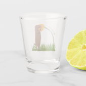Cute prairie dog sniffing flower cartoon shot glas (Achterkant)
