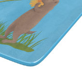 Cute prairie dog sniffing flower cartoon snijplank (Hoek)