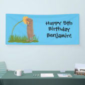 Cute prairie dog sniffing flower cartoon spandoek (Beurs)