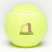 Cute prairie dog sniffing flower cartoon tennisballen (Achterkant)
