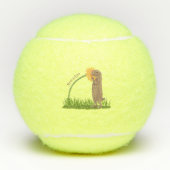 Cute prairie dog sniffing flower cartoon tennisballen (Voorkant)
