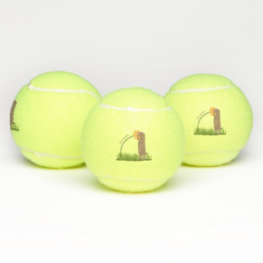 Cute prairie dog sniffing flower cartoon tennisballen (Multi)