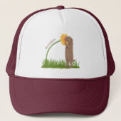Cute prairie dog sniffing flower cartoon trucker pet (Voorkant)