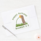 Cute prairie dog sniffing flower cartoon vierkante sticker (Envelop)