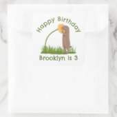 Cute prairie dog sniffing flower cartoon vierkante sticker (Tas)