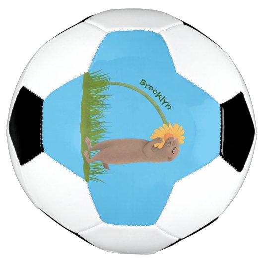 Cute prairie dog sniffing flower cartoon voetbal (Gedraaid)