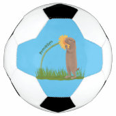 Cute prairie dog sniffing flower cartoon voetbal (Voorkant)