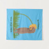 Cute prairie dog sniffing flower cartoon wandkleed (Voorkant (horizontaal))