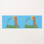 Cute prairie dog sniffing flower cartoon yogamat (Achterkant (horizontaal))