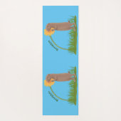 Cute prairie dog sniffing flower cartoon yogamat (Achterkant)