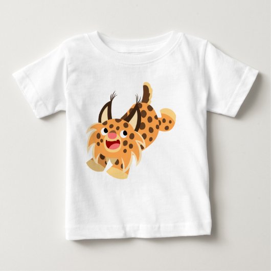 Cute Prankish Cartoon Bobcat Baby T-Shirt (Voorkant)