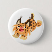 Cute Prankish Cartoon Bobcat Button Badge (Voorkant)