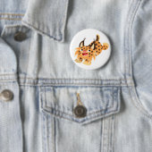Cute Prankish Cartoon Bobcat Button Badge (In situ)