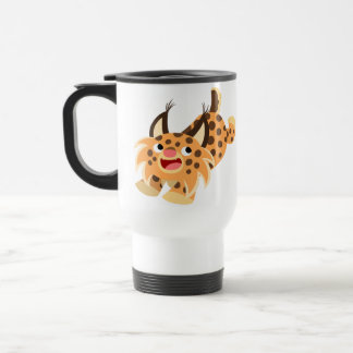 Cute Prankish Cartoon Bobcat Commuter Mok