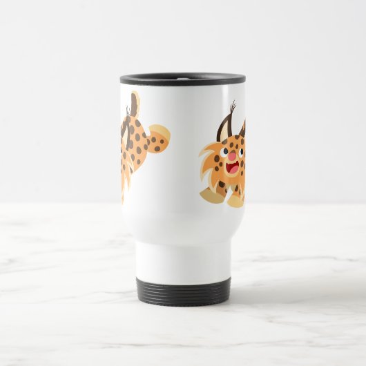 Cute Prankish Cartoon Bobcat Commuter Mok (Center)