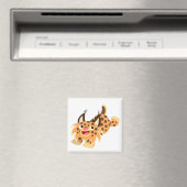 Cute Prankish Cartoon Bobcat Magnet (Insitu (Vaatwasser))
