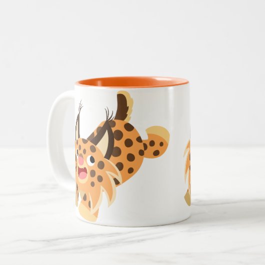 Cute Prankish Cartoon Bobcat Mok (Voorkant links)