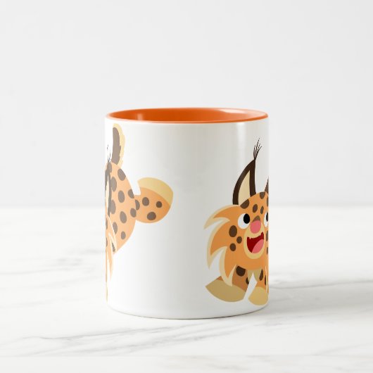 Cute Prankish Cartoon Bobcat Mok (Center)