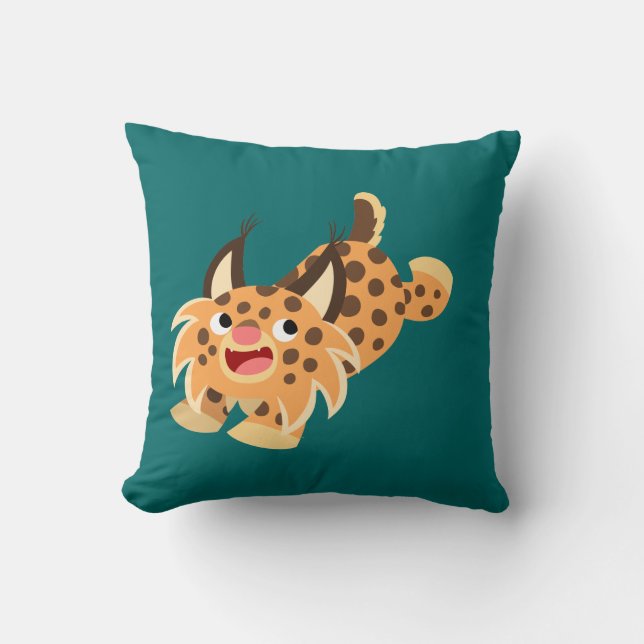Cute Prankish Cartoon Bobcat Pillow Kussen (Voorkant)
