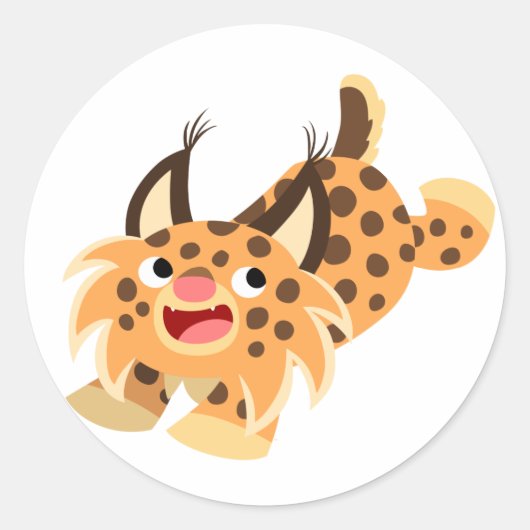Cute Prankish Cartoon Bobcat Sticker (Voorkant)