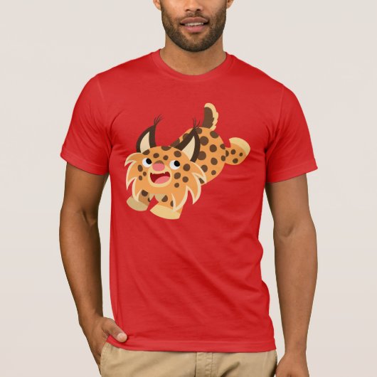 Cute Prankish Cartoon Bobcat T-Shirt (Voorkant)