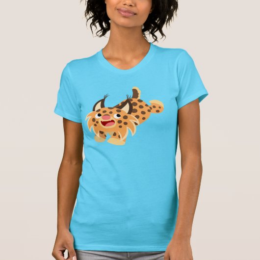Cute Prankish Cartoon Bobcat Women T-Shirt (Voorkant)