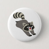 Cute Prankish Cartoon Raccoon Ronde Button 5,7 Cm (Voorkant)