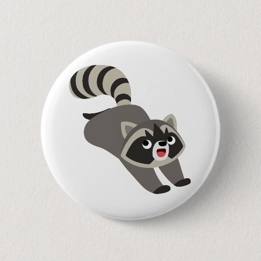 Cute Prankish Cartoon Raccoon Ronde Button 5,7 Cm (Voorkant)