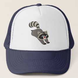 Cute Prankish Cartoon Raccoon Trucker Pet
