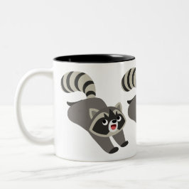 Cute Prankish Cartoon Raccoon Tweekleurige Koffiemok