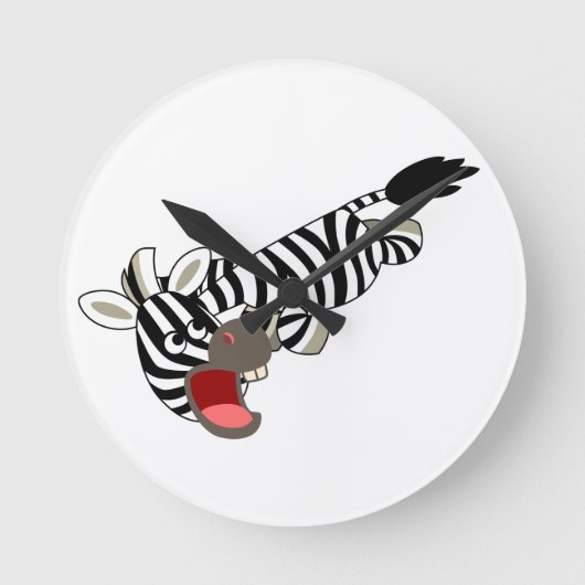 Cute Prankish Cartoon Zebra Wall Clock Ronde Klok (Voorkant)