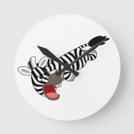 Cute Prankish Cartoon Zebra Wall Clock Ronde Klok