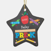 Cute Pre-K Preschool Crayons Chalkboard Photo Star Keramisch Ornament (Links)