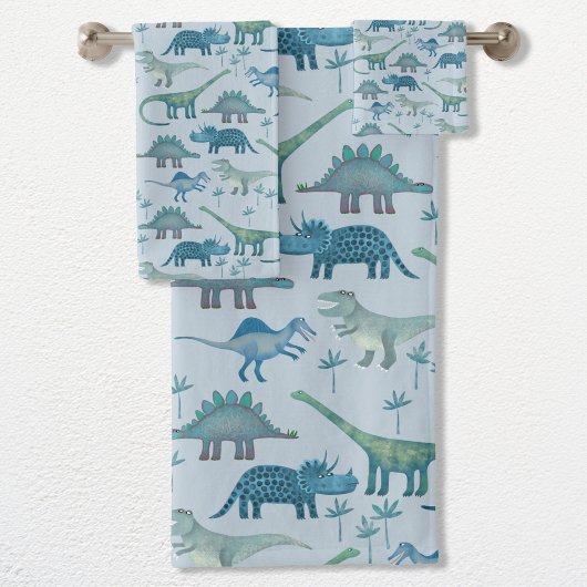Cute Prehistorische Blue Dinosaur Pattern Bad Handdoek