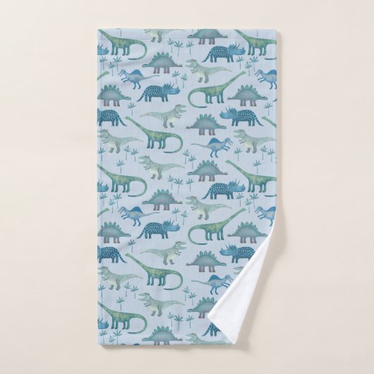 Cute Prehistorische Blue Dinosaur Pattern Bad Handdoek (Handdoek)