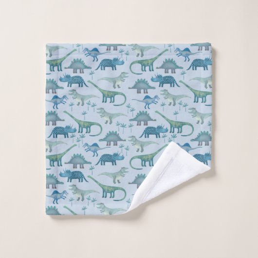 Cute Prehistorische Blue Dinosaur Pattern Bad Handdoek (Wasdoekje)