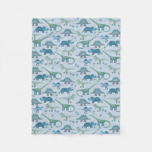 Cute Prehistorische Blue Dinosaur Pattern Fleece Deken