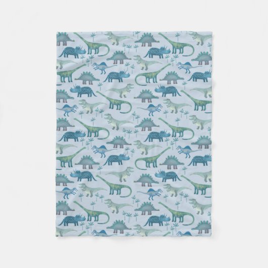 Cute Prehistorische Blue Dinosaur Pattern Fleece Deken (Voorkant)