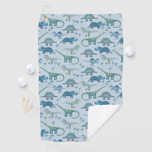 Cute Prehistorische Blue Dinosaur Pattern Golfhanddoek (Insitu)